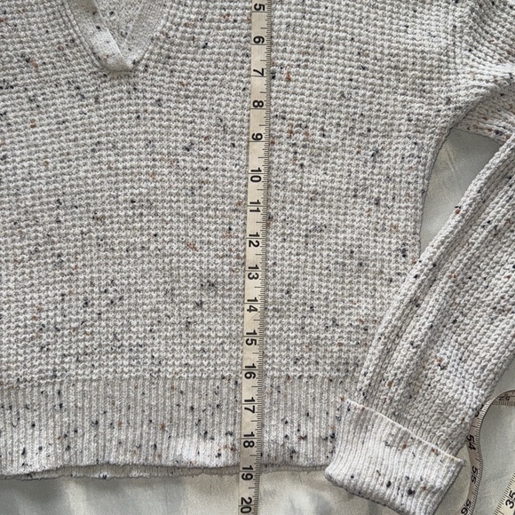 William Rast Cream Speckled Texture Sweater Split Collar Boxy Cotton Knit Sz S - Picture 11 of 12